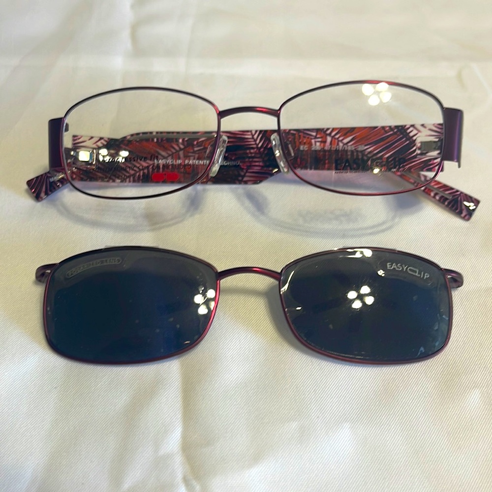 Easy clip eyewear with clip on